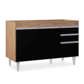 Balcão 02 Gavetas Beth Castanho Preto 120Cm