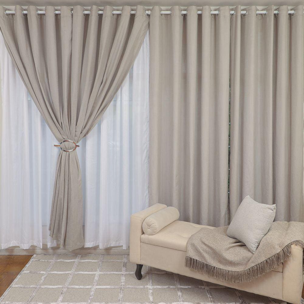 Cortina Vicenza com forro e Ilhoses 4,00 x 2,50 Bene Tu