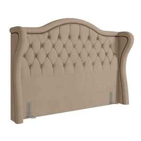 Cabeceira Cama Box Casal King 195Cm Antibes P02 Veludo Bege