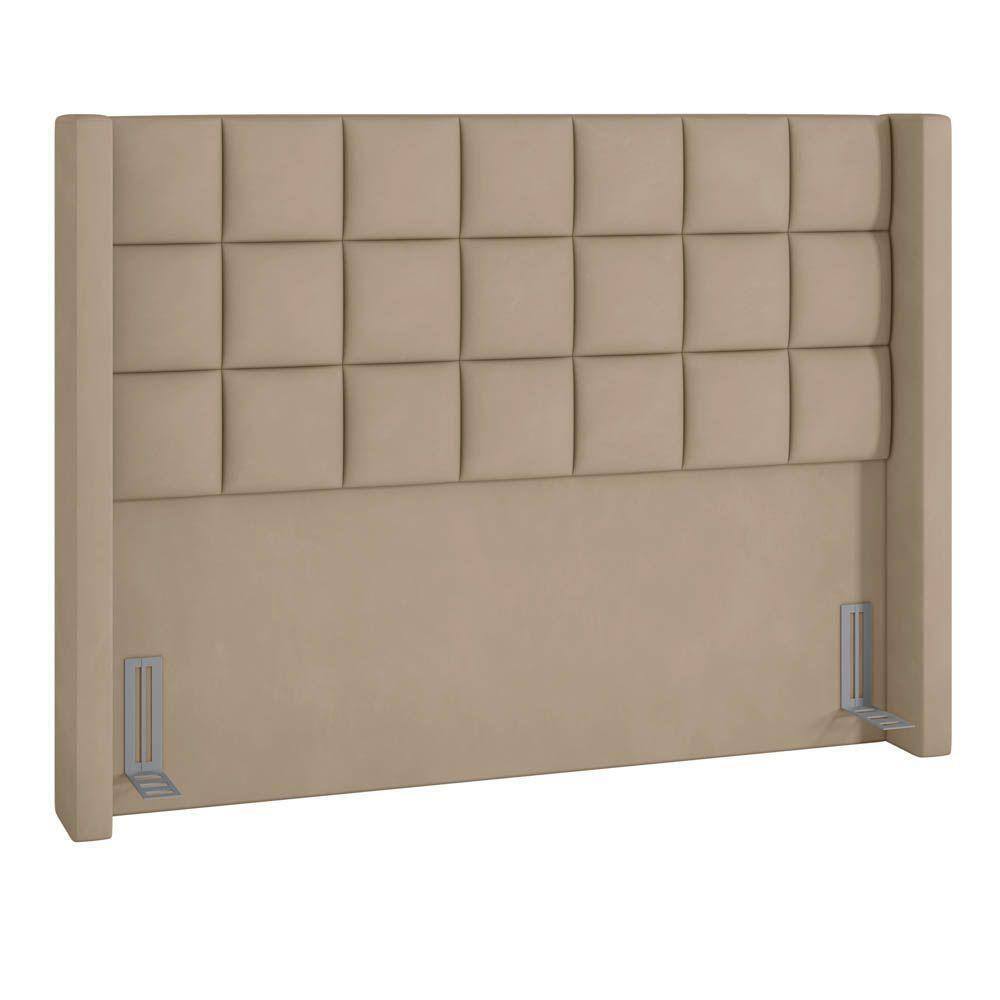 Cabeceira Cama Box Casal Queen 160Cm Pisa P02 Veludo Bege