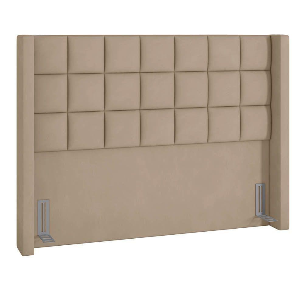 Cabeceira Cama Box Casal King 195Cm Pisa P02 Veludo Bege