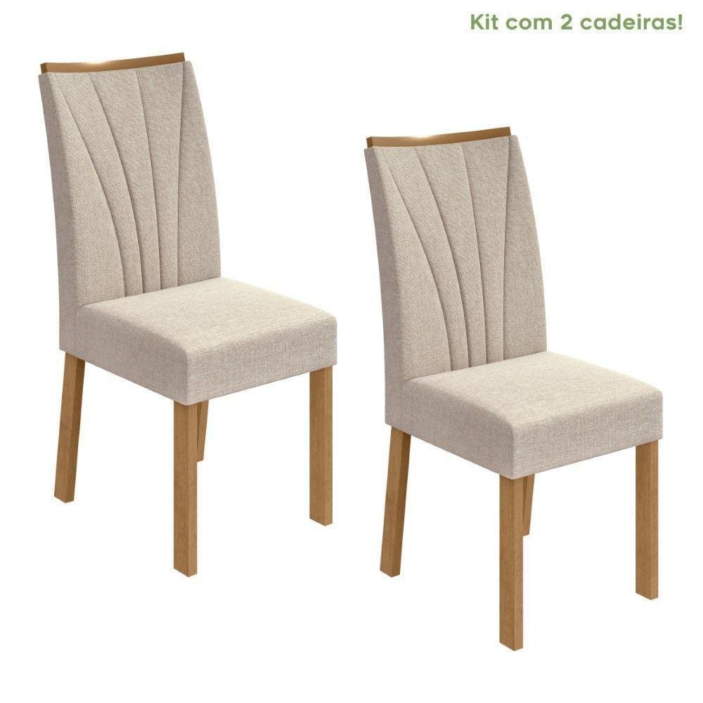 Kit 2 Cadeiras Apogeu Lopas Amêndoa Clean/linho Rinzai Bege