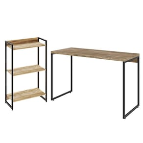 Kit Escritório Estante 3 Prateleiras Mesa 120Cm Carvalho