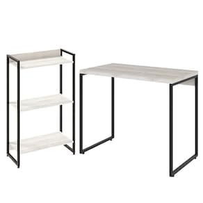 Kit Para Escritório Estante 3 Prateleiras Mesa 90Cm Snow