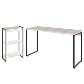 Kit Escritório Estante 3 Prateleiras Com Mesa 135Cm Snow