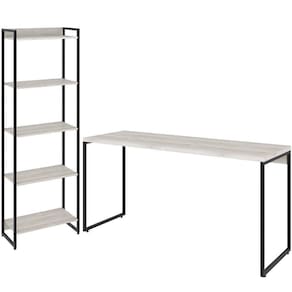 Kit Escritório Estante 5 Prateleiras Com Mesa 150Cm Snow