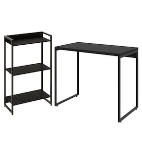 Kit Para Escritório Estante 3 Prateleiras Mesa 90Cm Onix