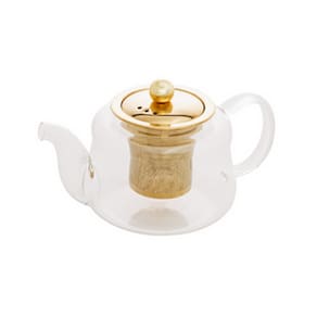 Bule Para Chá Em Vidro Borossilicato Com Infusor Dourado 600ml Wolff