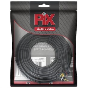 Cabo RCA 2/RCA 2 Automotivo 5 Metros 6MM 90 Graus Preto 018-8051 PIX