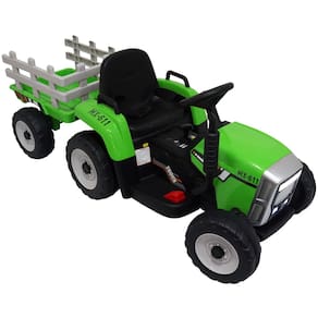 Mini Trator Elétrico com Carreta Caçamba Bateria 12V Infantil Criança Verde Brinqway Bw-210 Vd