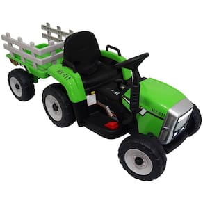 Mini Trator Elétrico com Carreta Caçamba Bateria 12V Infantil Criança Verde Brinqway Bw-210 Vd