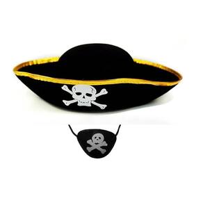 Fantasia De Pirata Chapeu E Tapa Olho Dourado Festas