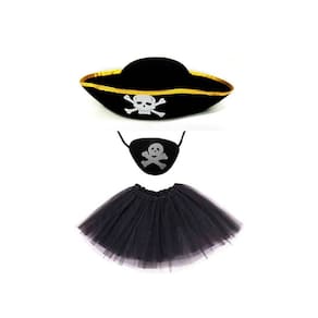 Fantasia De Pirata Chapeu Dourado Tapa Olho Saia Festas