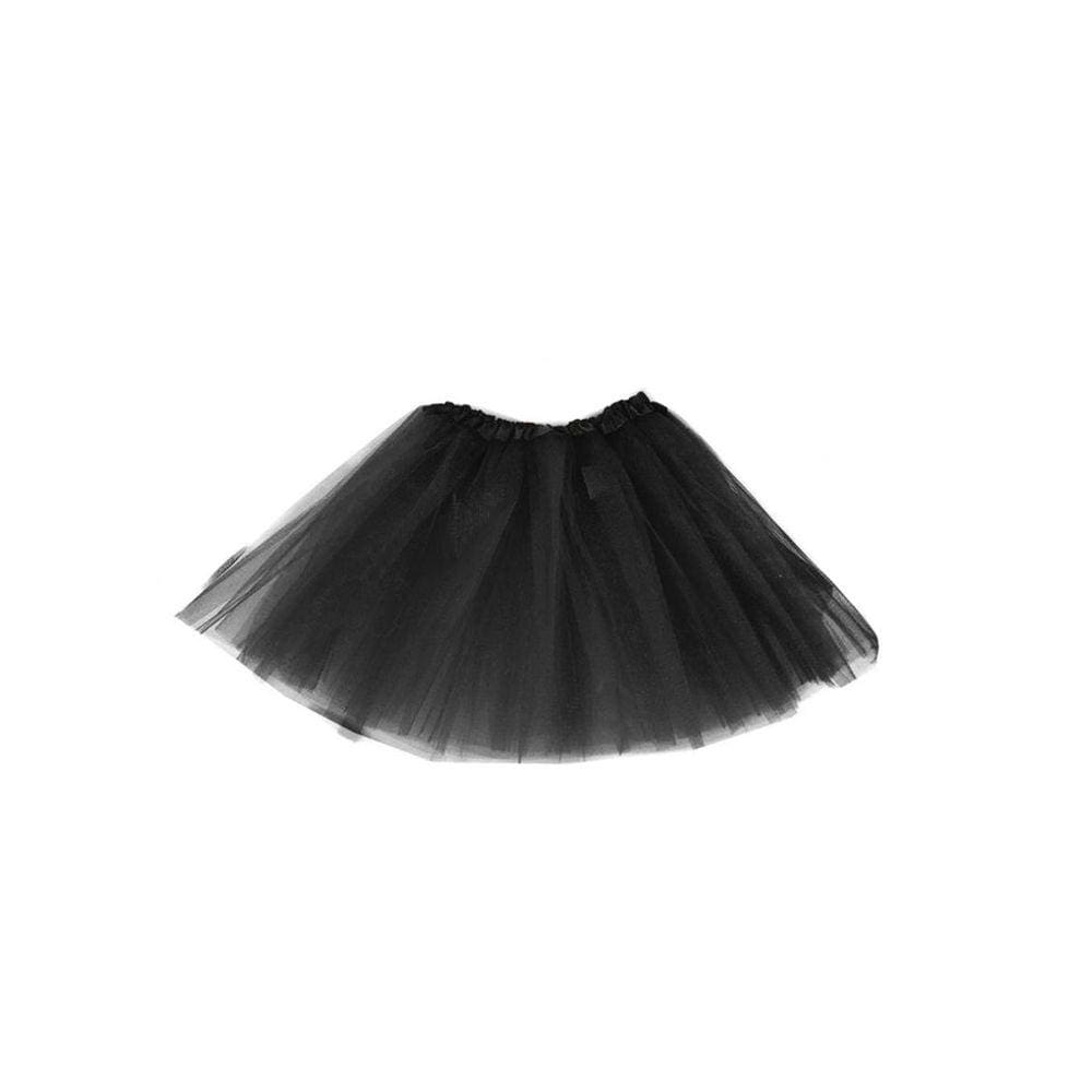 Saia De Tule Tutu Preta Festas Carnaval Balé Halloween 35cm