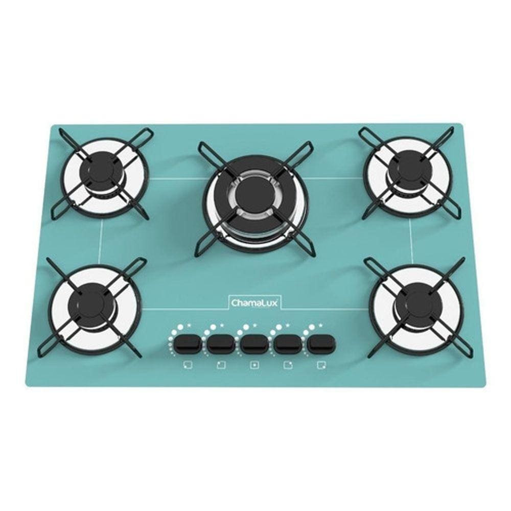 Fogão Cooktop Chamalux 5 Bocas Tripla Chama Verde-água 110v/220v