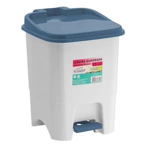 Lixeira Quadrada De Plastico Com Pedal E Tampa - 15 Litros