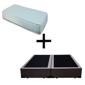 Cama Box Casal 138 Bipartido - Tecido Sintético Marrom com Colchão Munique Bello Box - 100% Espuma - D33 Branco 54x138x188