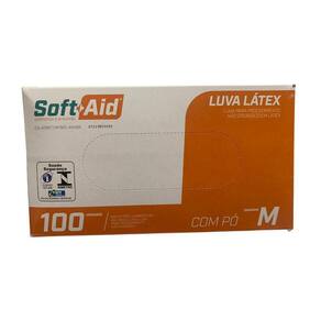 Luva Látex Com Pó Soft+Aid Tam M Com 100 Unidades