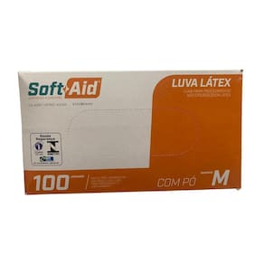 Luva Látex Com Pó Soft+Aid Tam M Com 100 Unidades