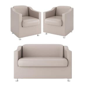Kit 02 Poltronas Decorativas + Namoradeira 2 Lugares bege