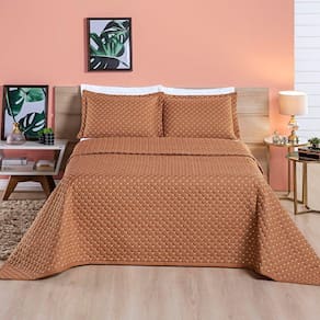 Kit Cobre Leito Vênus King Dupla Face Micropercal 200 Fios Liso 3 Peças - Terracota