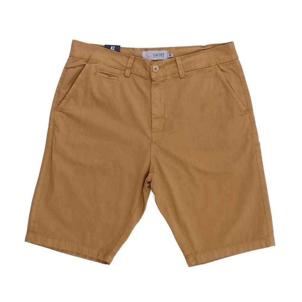 Short Via Lance Adulto Brim Social Liso Com 3 Bolsos Caki