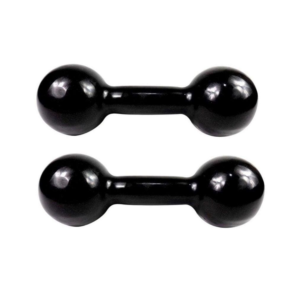Par de Halteres Emborrachado para Musculação 7kg Preto