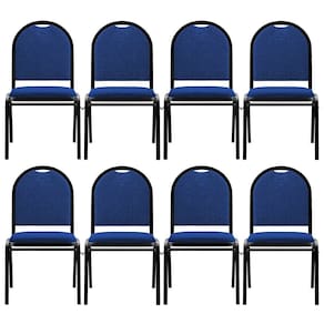 Kit 8 Cadeiras Hoteleiras Auditório Empilhável Linho M23 Azul - Mpozenato
