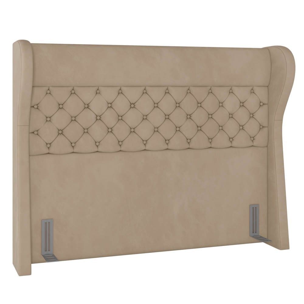 Cabeceira Cama Box Casal 140cm Trinidad P02 Veludo Bege - Mpozenato