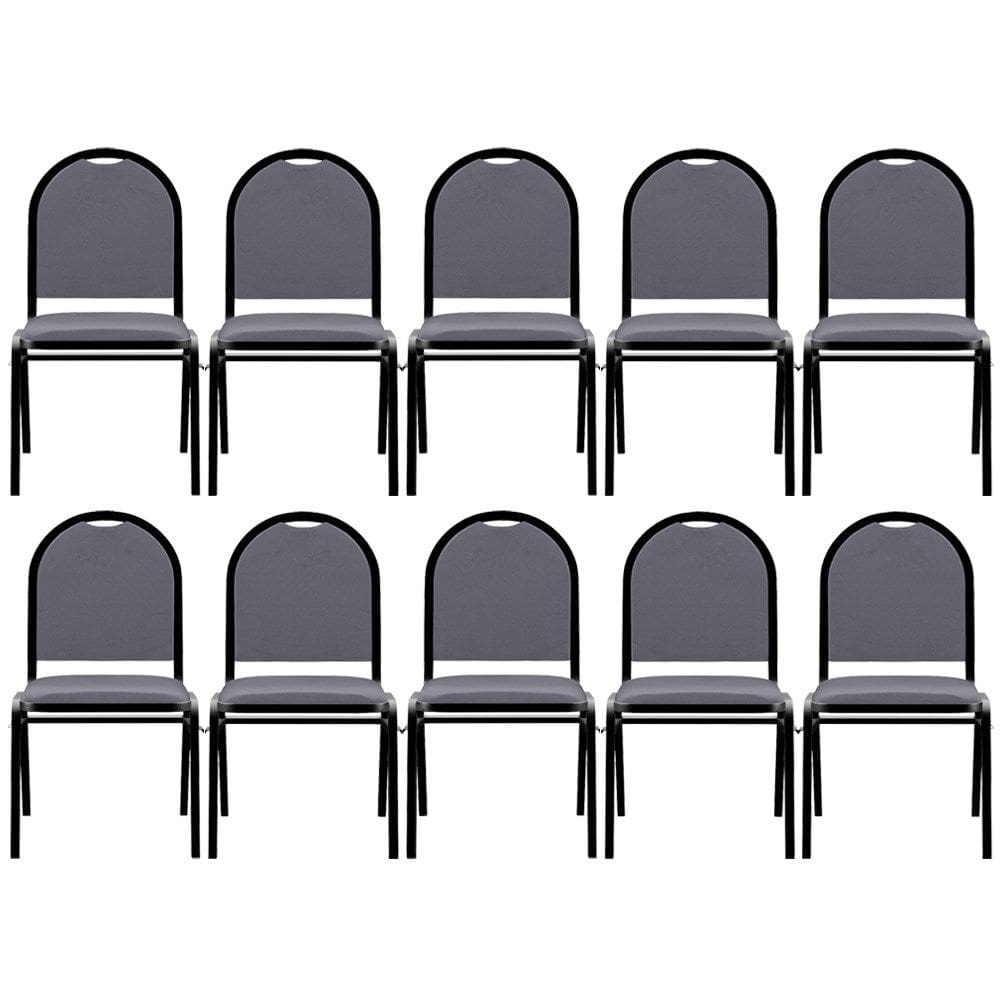 Kit 10 Cadeiras Hoteleiras Auditório Empilhável Sintético M23 Cinza - Mpozenato