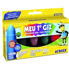 Gizão de cera Meu primeiro Giz 6 cores Acrilex
