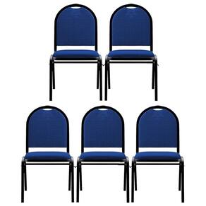Kit 5 Cadeiras Hoteleiras Auditório Empilhável Linho M23 Azul - Mpozenato