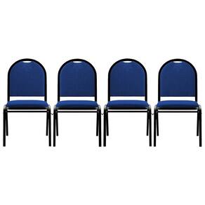 Kit 4 Cadeiras Hoteleiras Auditório Empilhável Linho M23 Azul - Mpozenato