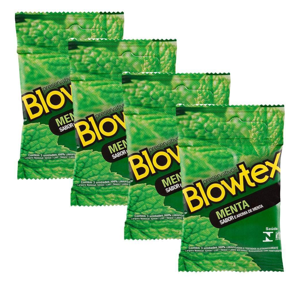 Kit 4 Pacotes Preservativo Blowtex Menta C/ 3 Unidades Cada