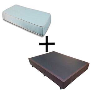 Cama Box Viúva 128 - Tecido Sintético Marrom com Colchão Munique Bello Box - 100% Espuma - D33 Branco 54x128x188