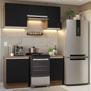 Armário de Cozinha Completa 160cm Rustic/Preto Glamy Madesa 07