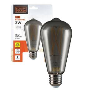 Lampada Led Filamento St64 Black 3W 2200K BLACK+DECKER
