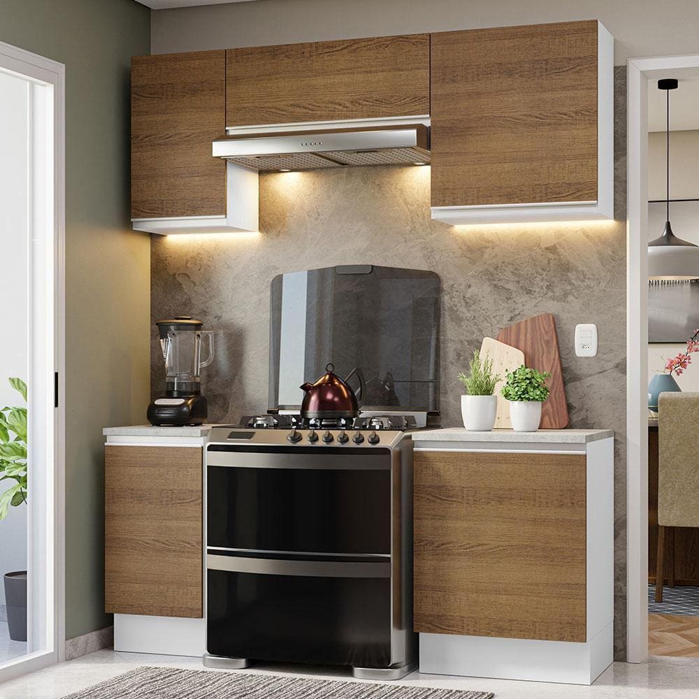 Armário de Cozinha Completa 180cm Branco/Rustic Glamy Madesa 12
