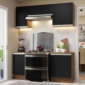 Armário de Cozinha Completa 180cm Rustic/Preto Glamy Madesa 12