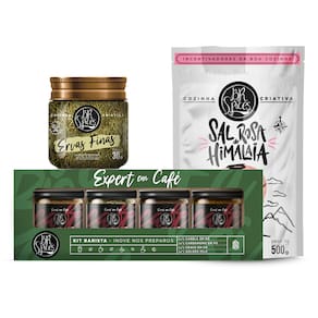 Kit com Sal Rosa Himalaia Fino 500g + Tempero Pote BR Spices Ervas Finas  + Kit Barista