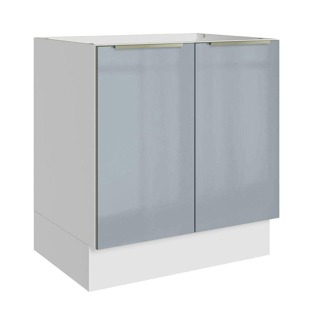 Balcão Madesa 70 Cm 2 Portas - Sem Tampo Branco/Cinza