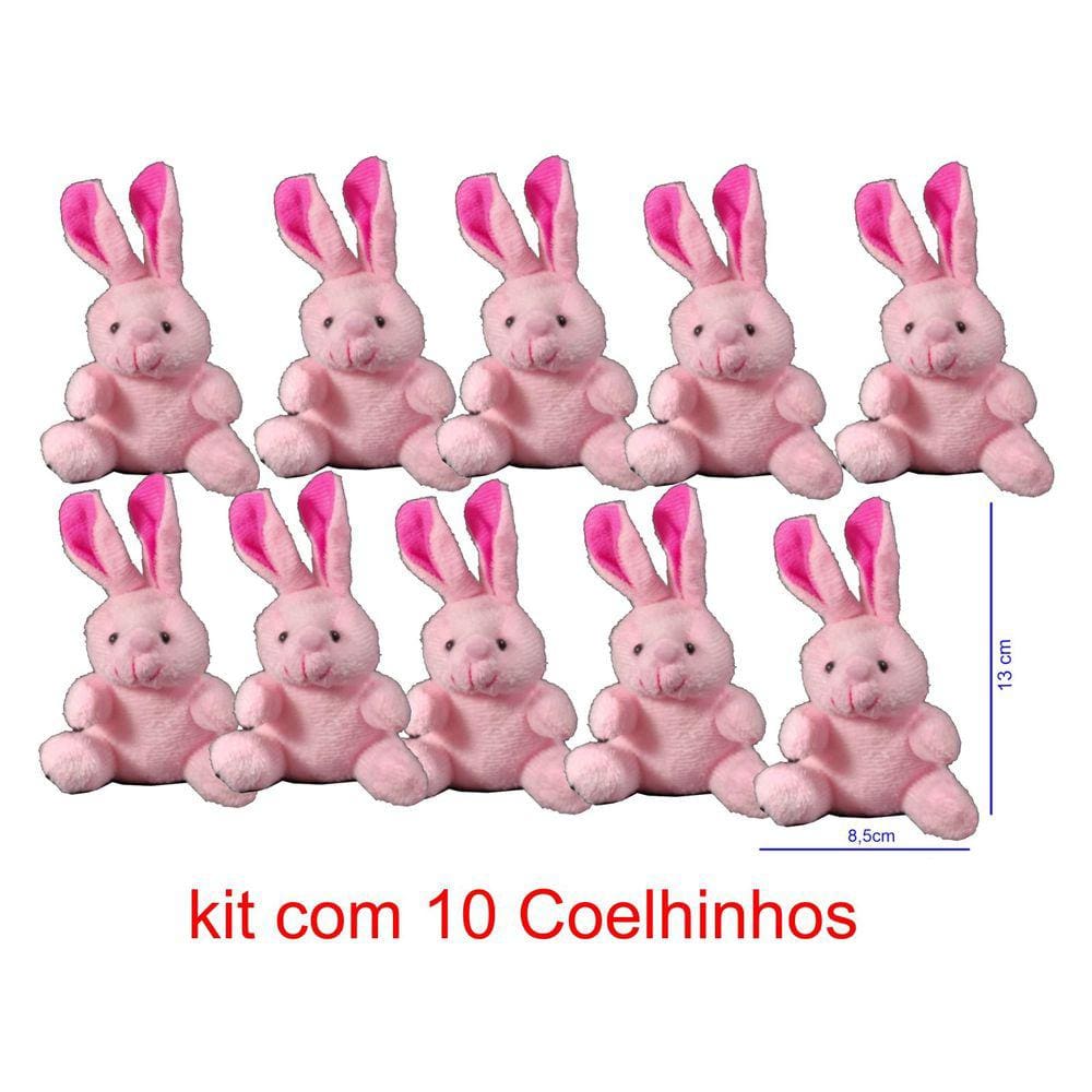 kit c 10 Coelhinhos de Pelucia Rosa Coelho da Páscoa  Pascoa