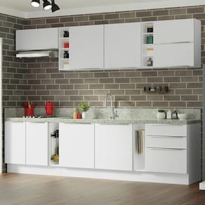 Armário De Cozinha Completa 300Cm Branco Sabrina Madesa