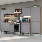 Armário De Cozinha Completa 325Cm Cinza/ Madesa 02 /Cinza