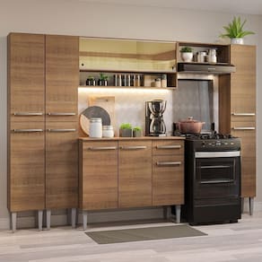 Armário De Cozinha Completa 261Cm Madesa 04 Rustic