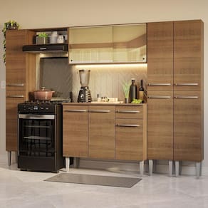 Armário De Cozinha Completa 261Cm Madesa 07 Rustic