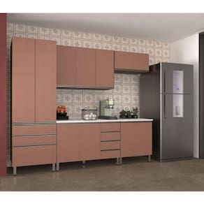 Armário De Cozinha C/5 Peças E Tampo Dourado C/Gaia