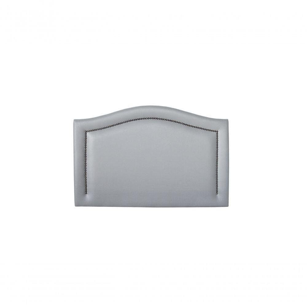 Cabeceira Solteiro 90x60 Courino Cinza Tachas Fumê