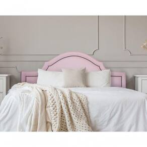 Cabeceira Queen Luxo 160x60 Courino Rosa Tachas Fumê