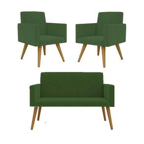 Kit Namoradeira + 2 Poltronas Decorativas Sala ? verde